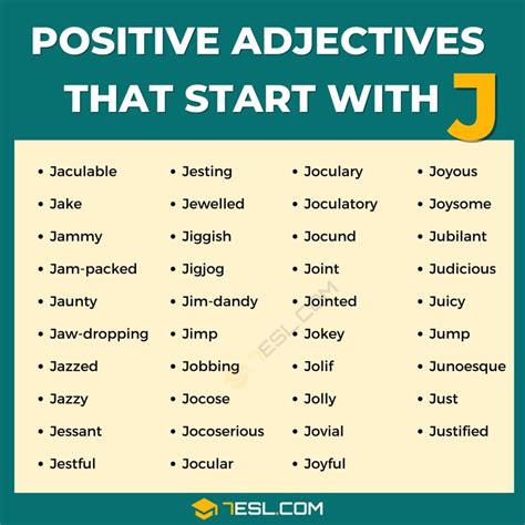positive words that start with j.